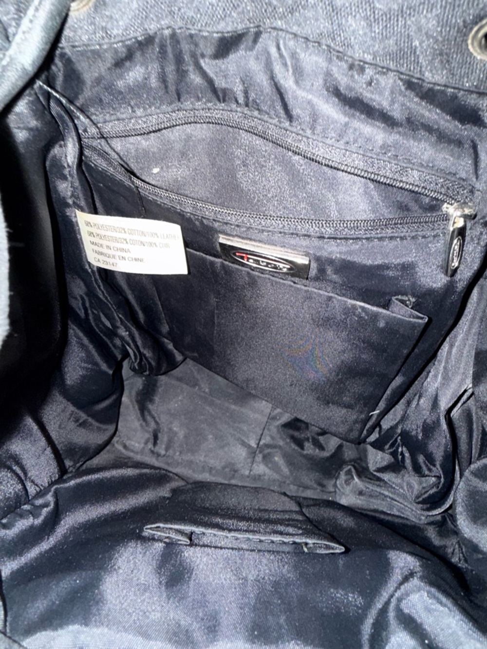 Talbots Black Men's Backpack with Buckle Drawstring Flap - Picture 4 of 7